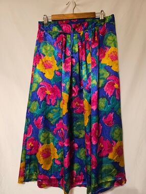 Vibrant Floral Maxi Skirt in Blue, Pink & Yellow 16 SILKY